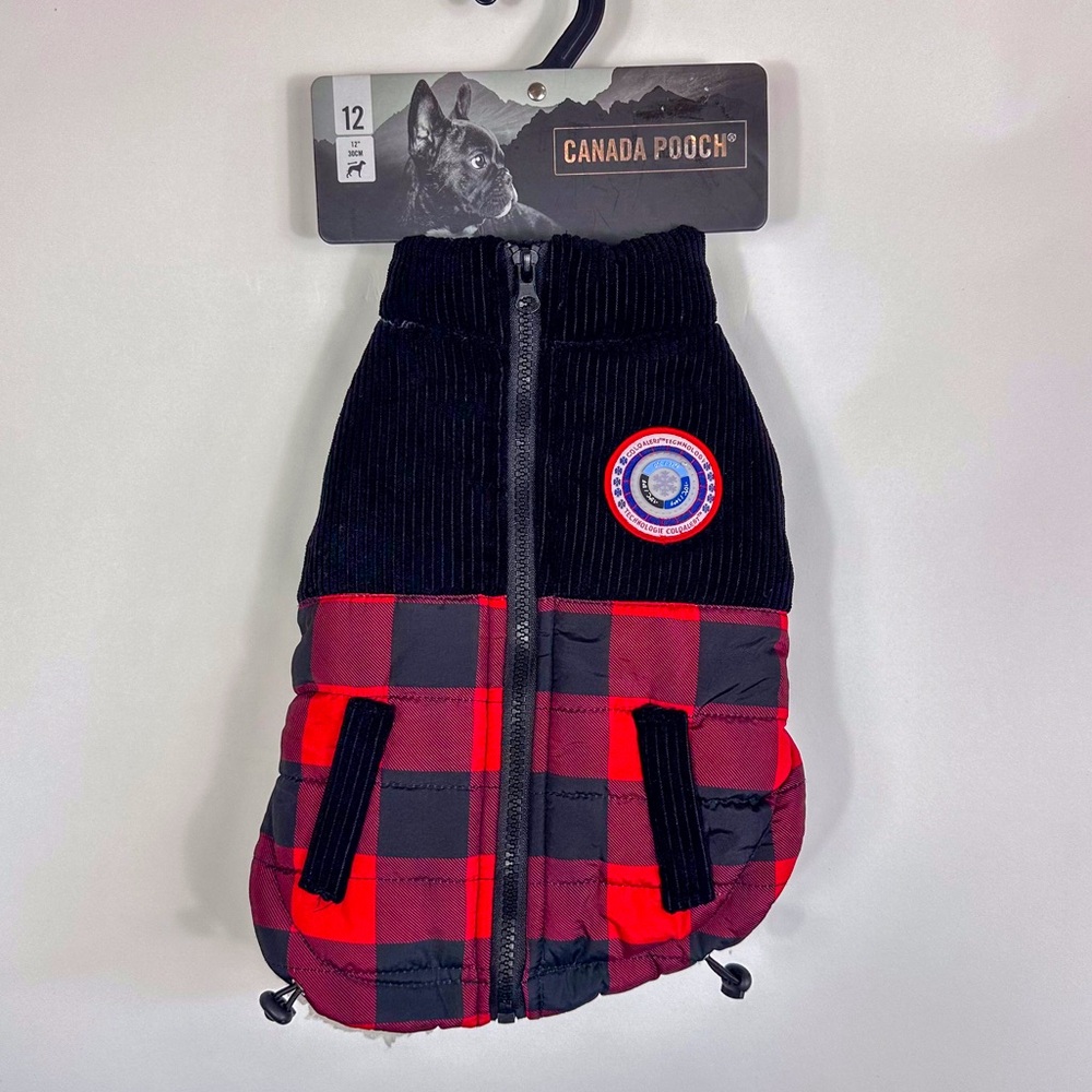 Canada Pooch Black & Plaid Cold Alert Technology Winter Dog Coat